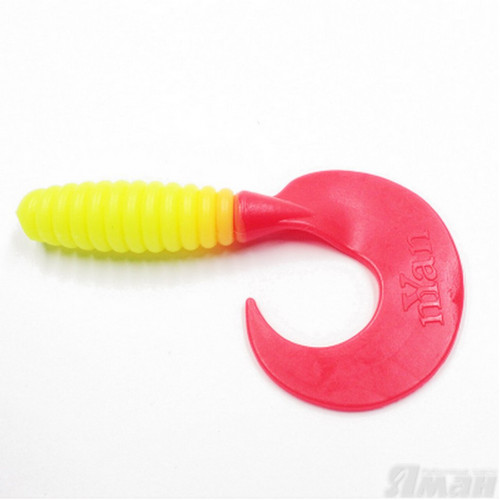 Твистер Yaman Spiral, 6", цвет 06 - Chartreuse red tail, 4 шт Y-S6-06