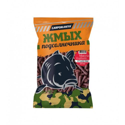Жмых (макуха в гранулах Карпомания 4,8мм 1кг Клубника Жмых (макуха в гранулах Карпомания 4,8мм 1кг Клубника